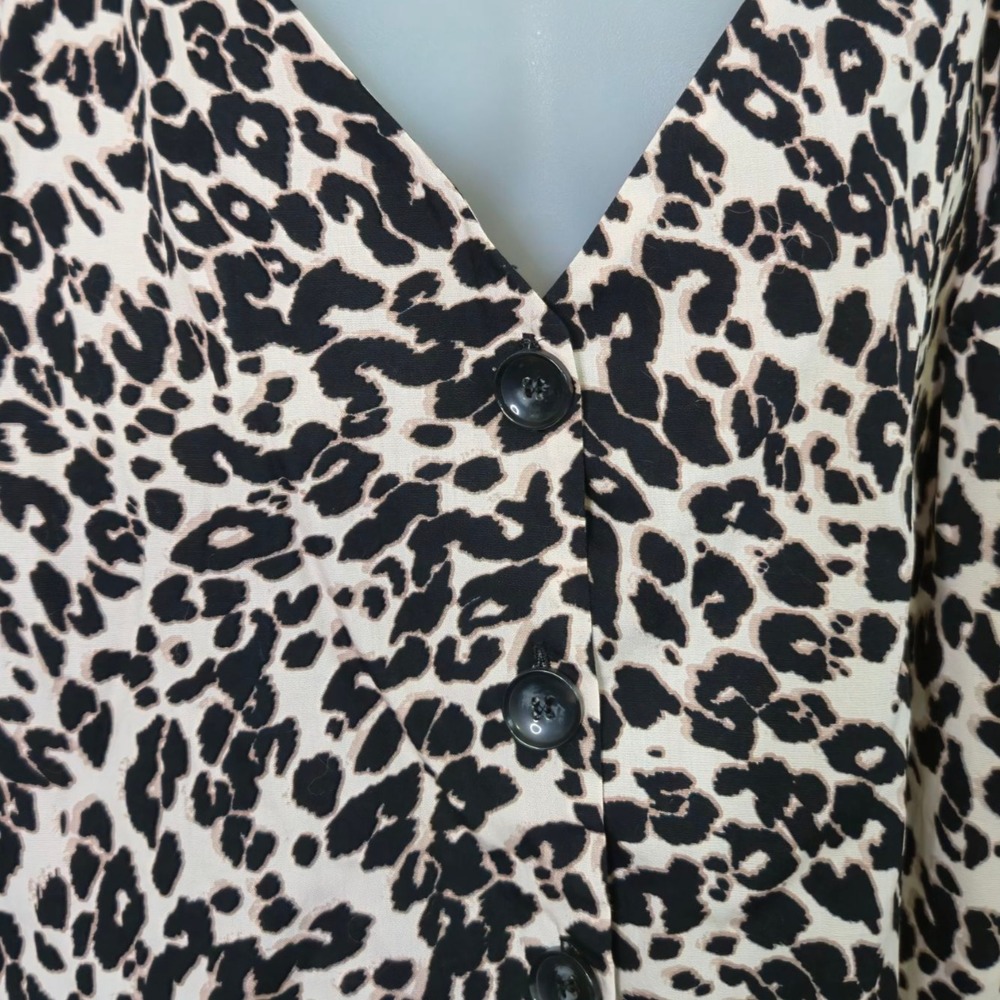 ASOS Leopard Animal Print Blouse Women's 14 Cotton Button Down Statement Top - Picture 3 of 8